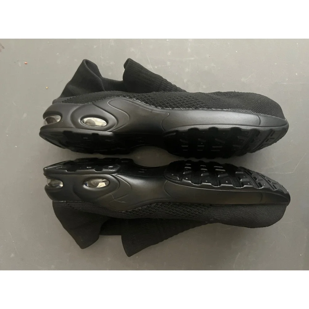 Larnmern Work Steel Toe Safety Shoes Black Knit‎ Slip On Air Cushion Sneakers
